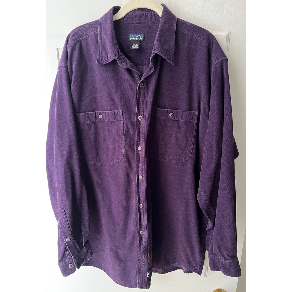 Patagonia Mens Purple Corduroy Long Sleeve Button Down Shirt Large 52x32